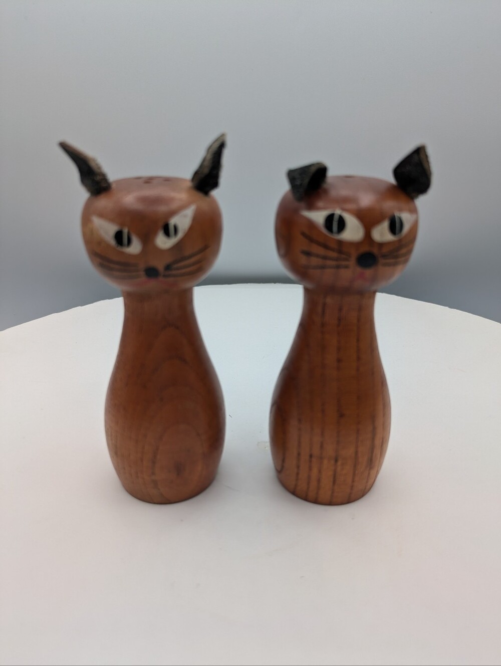 MCM Teak Cat Salt & Pepper Shakers